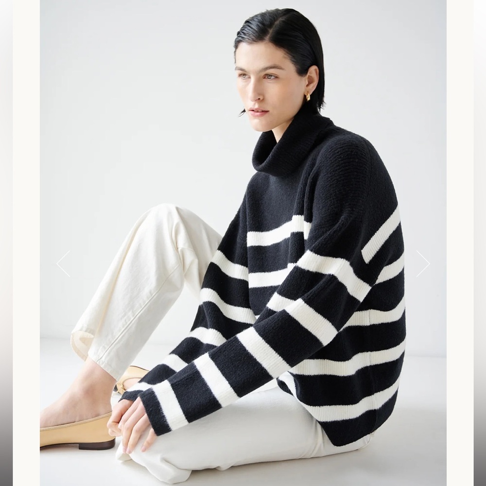 NEW Velvet By Jenny Graham Sz Small Encino Sweater Striped Turtleneck Wool Blend